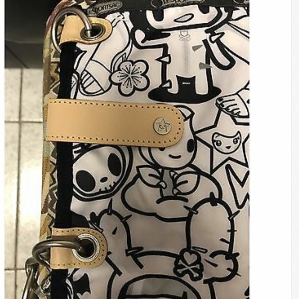 TOKIDOKI xLesportsac Ciao Ciao B & W Messenger Bag - Picture 4 of 11